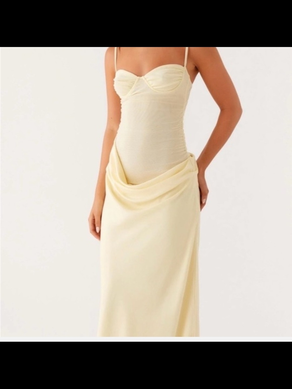 Peppermayo Cream Draped Slip Maxi Dress